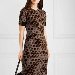 Fendi  ff-logo knitted midi dress